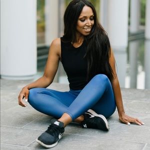 ZYIA Blue Metallic LnT Leggings (8-10) NEW